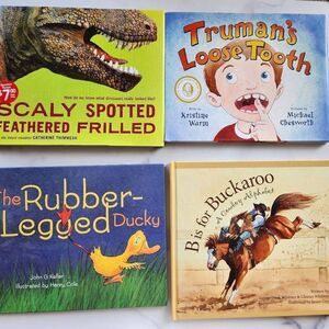 Children's kids four book bundle B is for buckaroo fiction rubber legged ducky